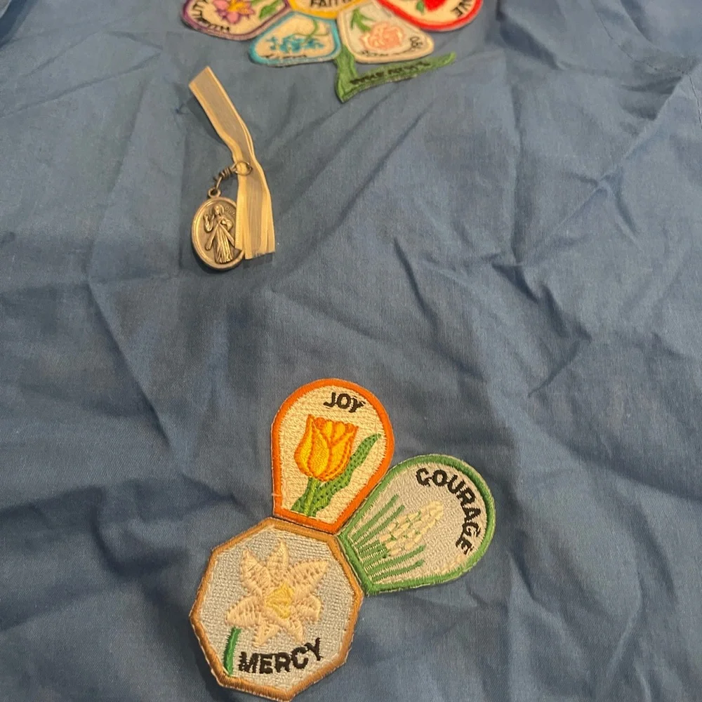 Little Flowers Girl’s Club Blue Vest with‎ Colorful Patches